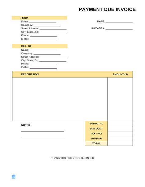 invoice down payment sample|payment is due immediately.